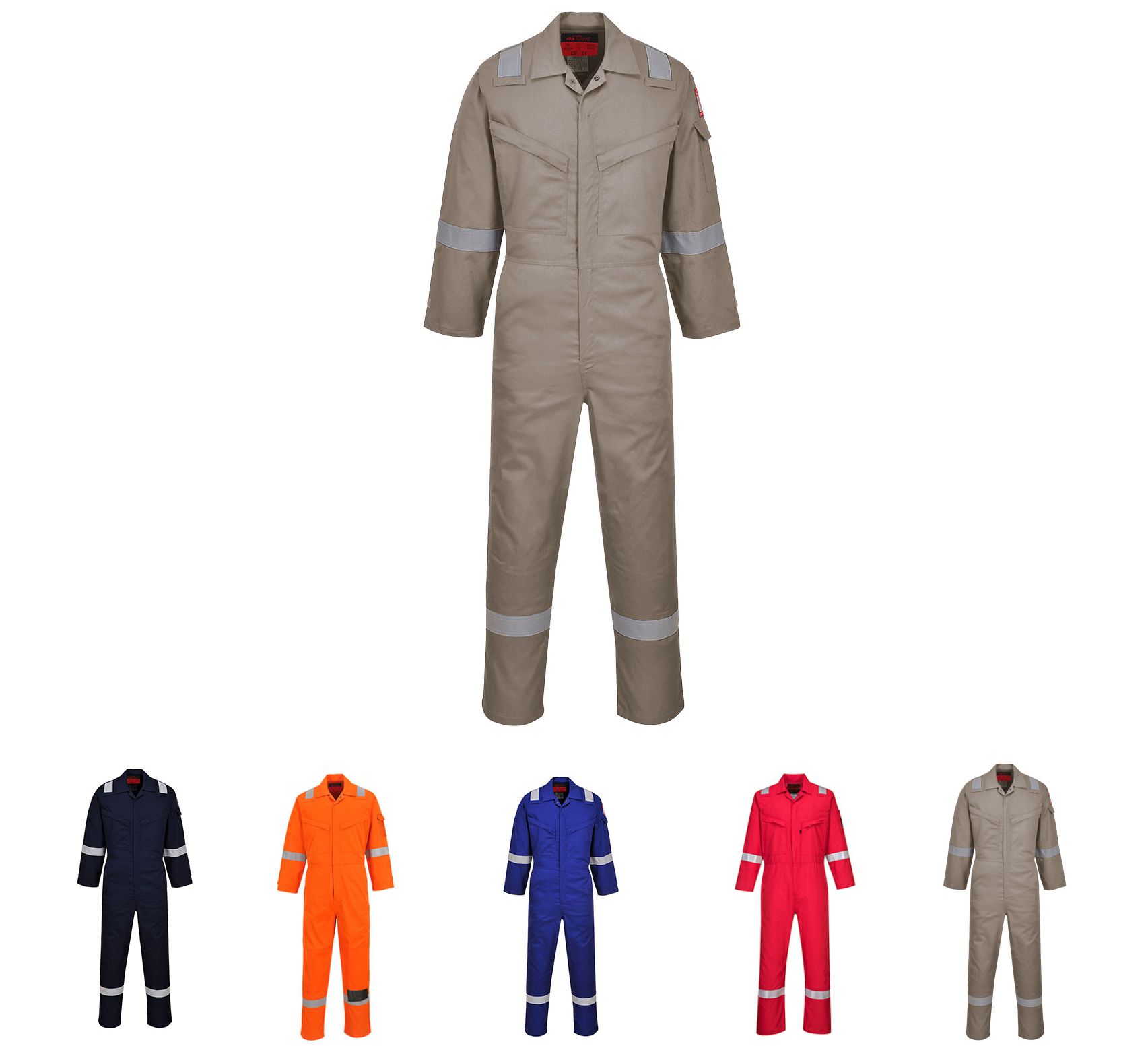 AF73 Portwest Araflame Siver Coverall Khaki  AF73 Portwest Araflame Siver Coverall Khaki